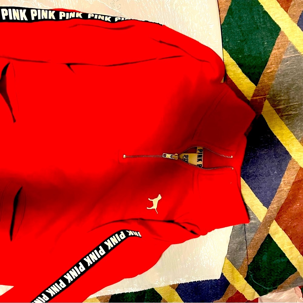 Pink sweat shirt women’s red white medium